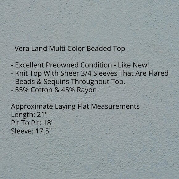 Vera Land Multi Color Beaded Top - Picture 4 of 6